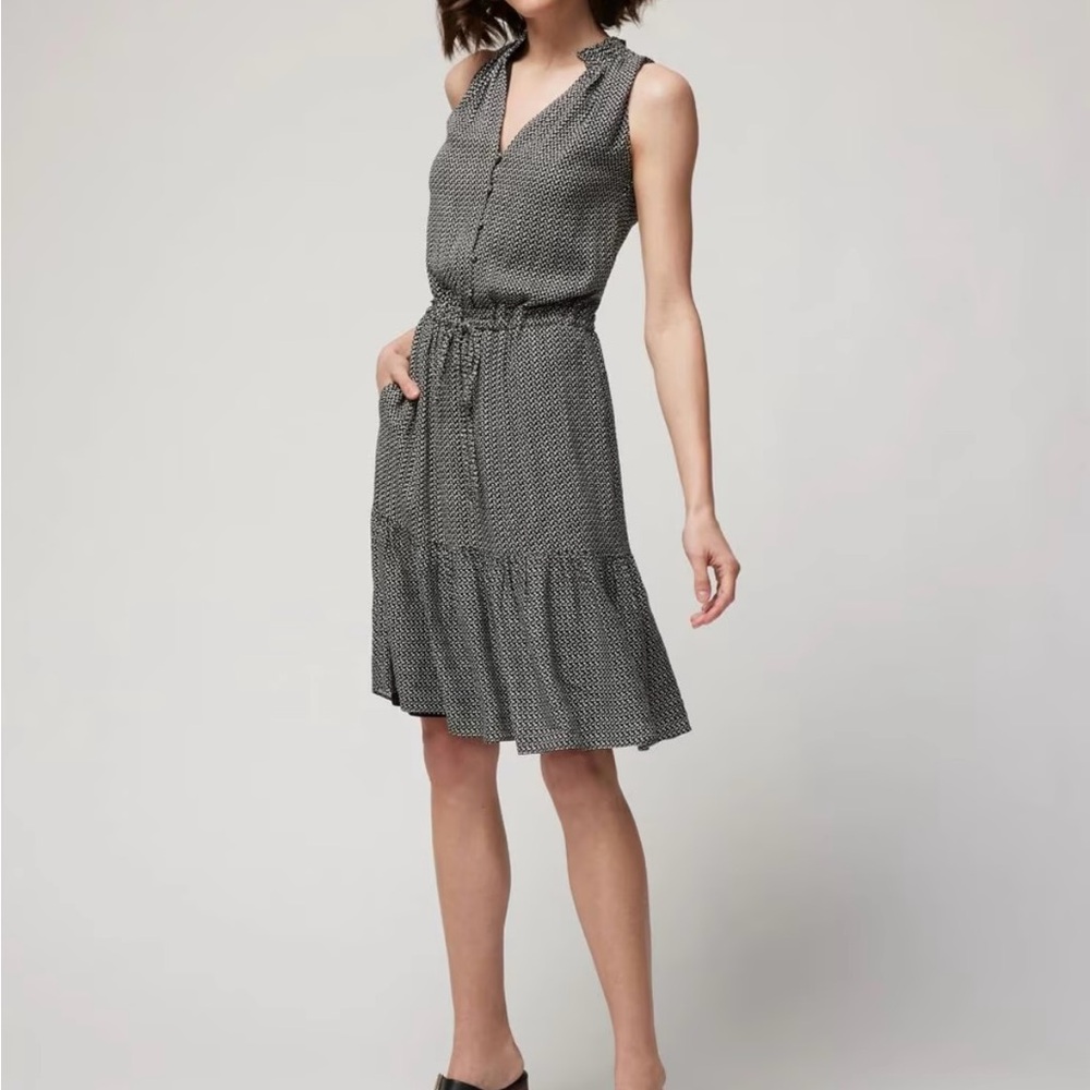 White House Black Market Black and White Polka Dot Sleeveless Mini Dress